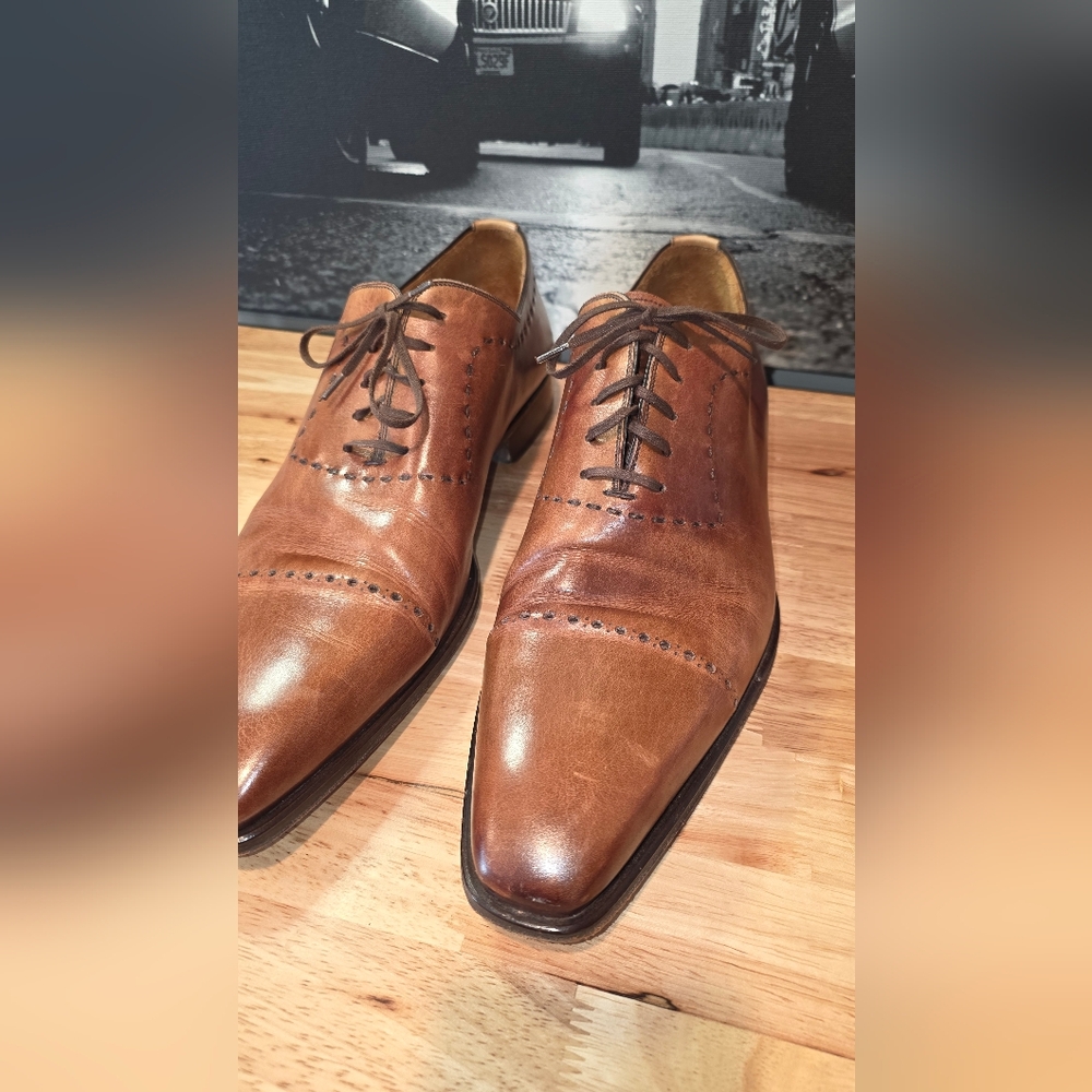 Magnanni Brown Cap Toe Oxford Dress Shoes 13 - Picture 5 of 5